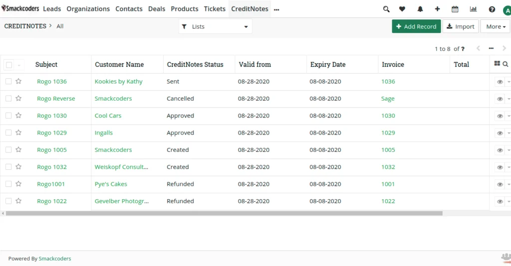 How to Create Credit Notes in JoforceCRM 2 credit Notes