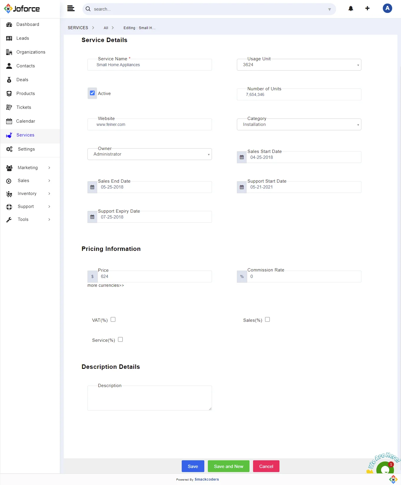 Services 1 service-fields