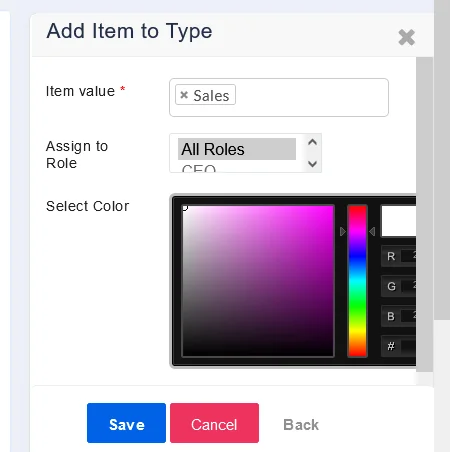 Picklist Field Values 2 add-item to-type