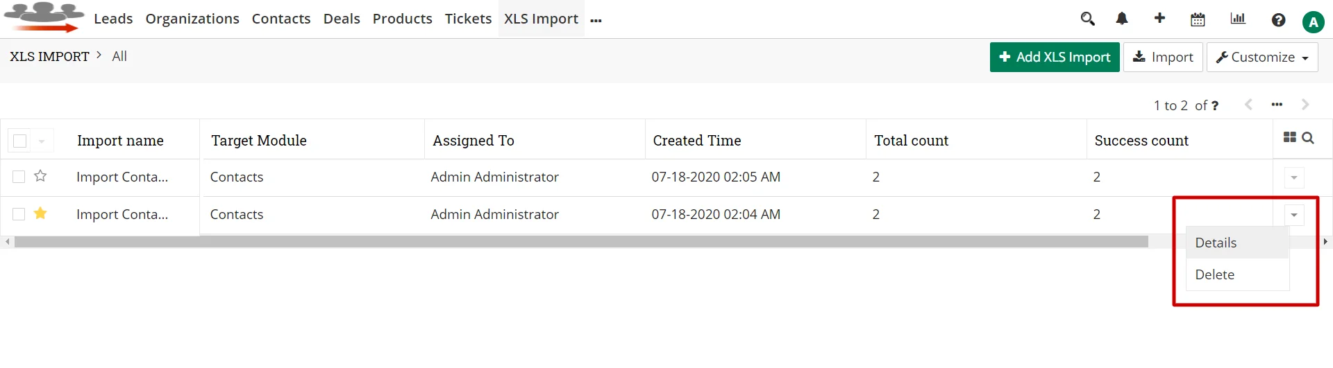 Follow, UnFollow, Delete records 2 import-list-view-select-details
