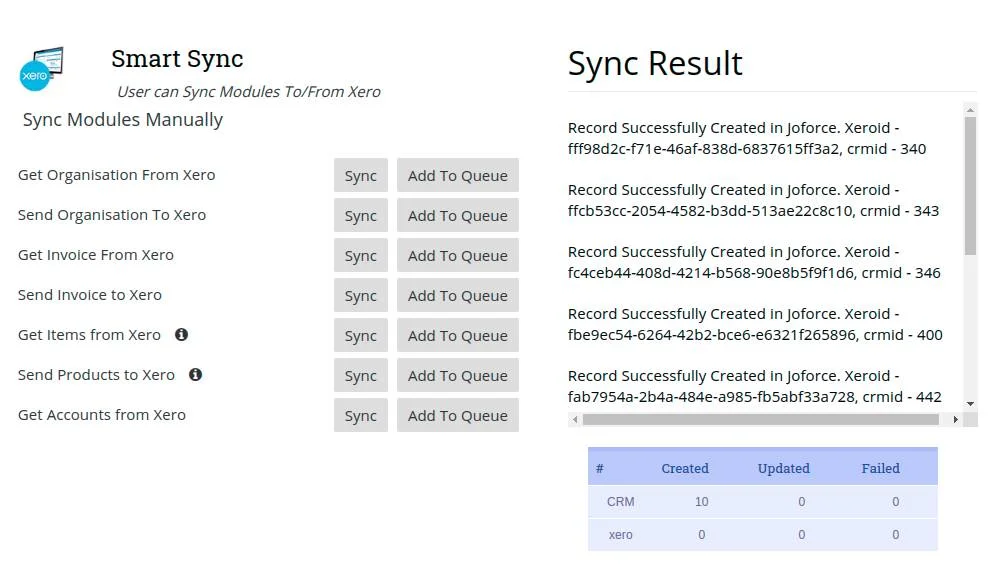 Xero-joforce-Sync-Configuration