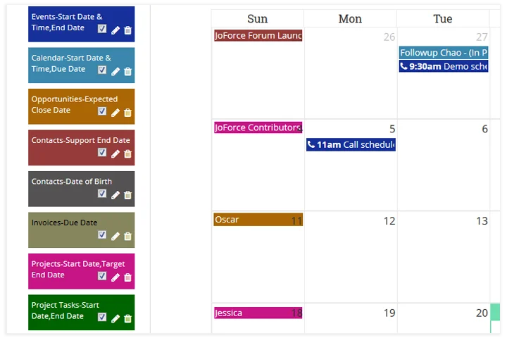 joforce calendar View