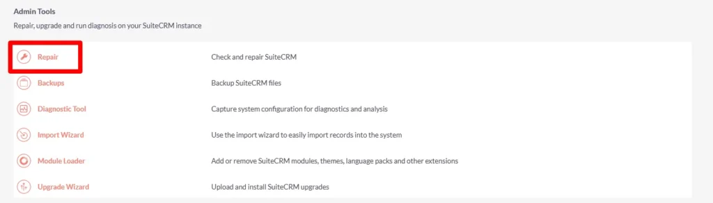 SuiteCRM Installation Guide 13 repair-Suite-CRM